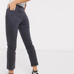 Top Shop Black Crop Straight Jeans